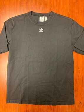 adidas Black Crewneck T-Shirt with White Trefoil Logo
